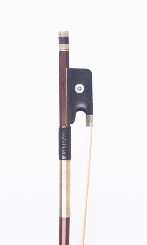 A nickel-mounted violin bow, unbranded