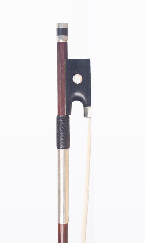 A silver-mounted violin bow, unbranded