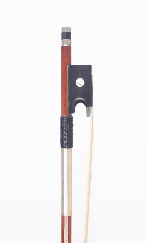 A nickel-mounted violin bow, unbranded