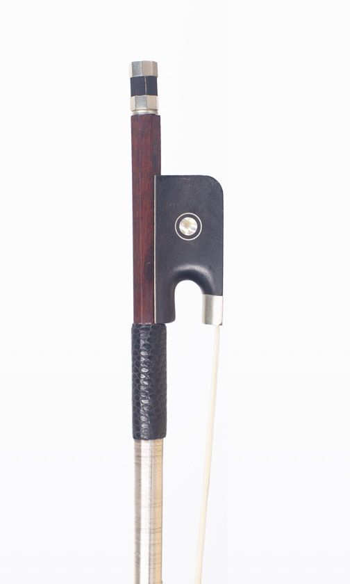 A nickel-mounted cello bow, unbranded