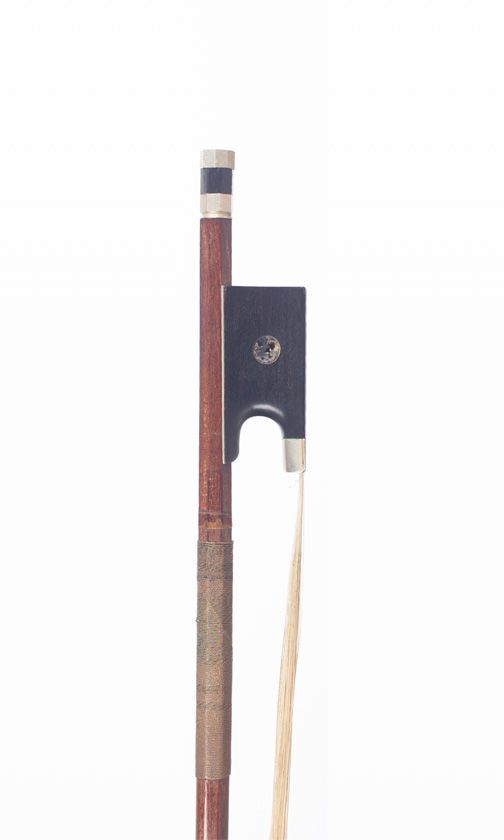 A nickel-mounted violin bow, unbranded