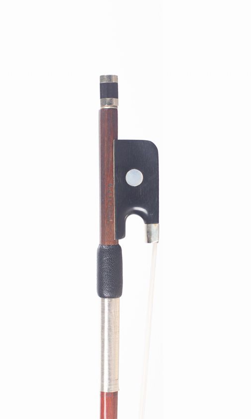 A nickel-mounted cello bow, Workshop of Marc Laberte, Mirecourt