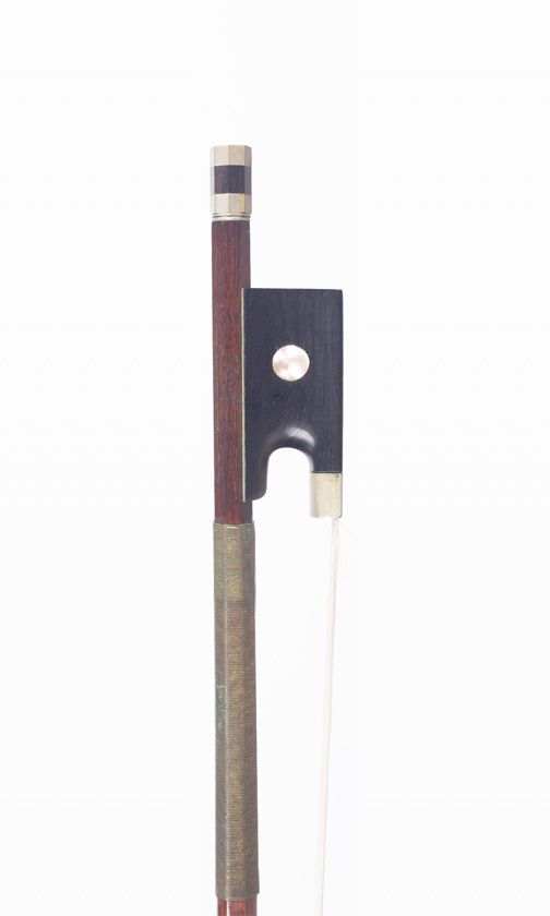 A violin bow, branded Voirin