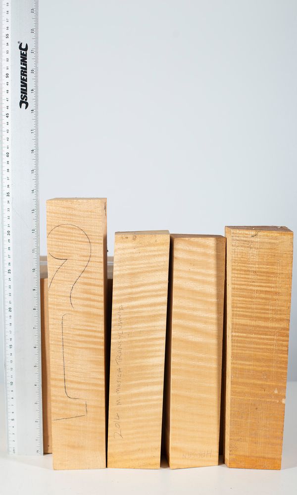 Four violin scroll blocks, maple