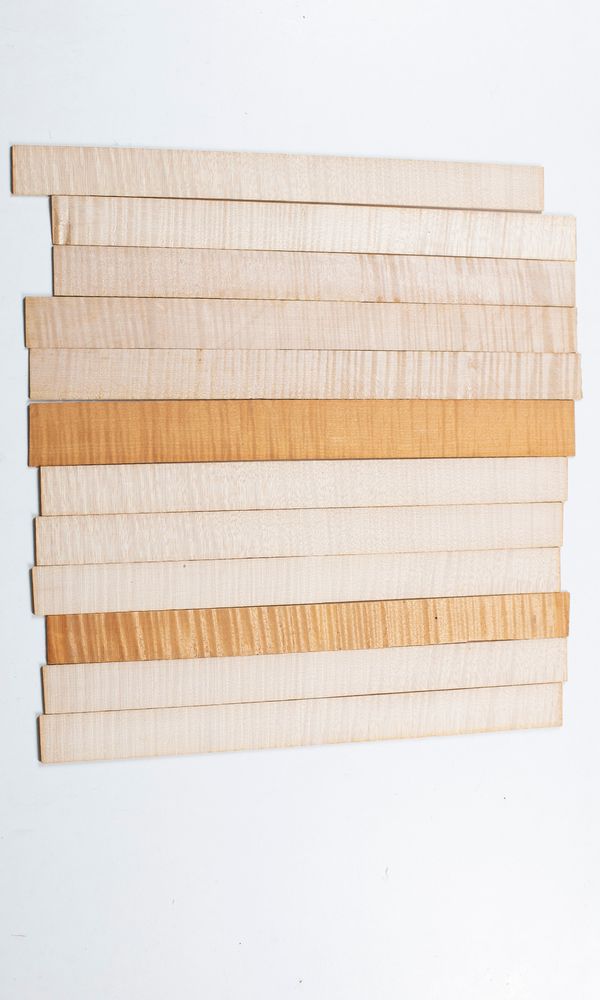 Twelve violin ribs, maple