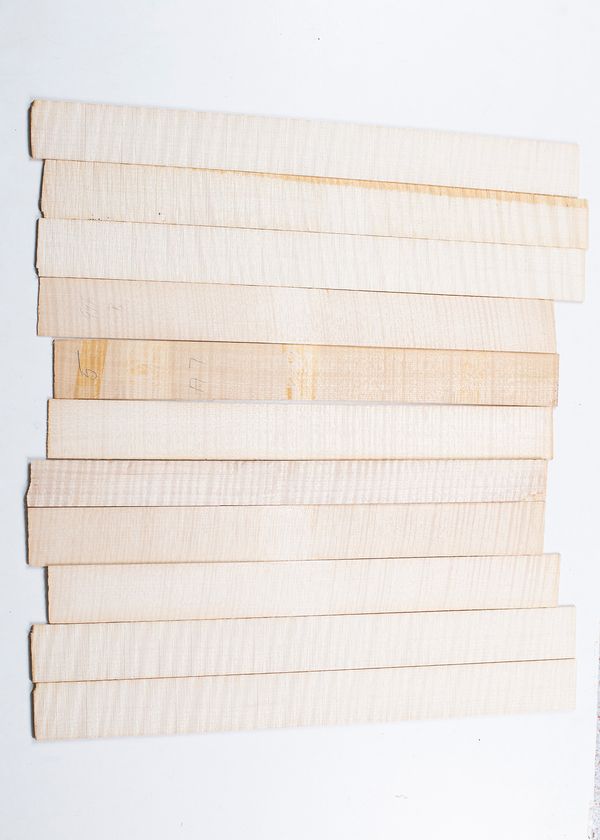 Twelve violin ribs, maple