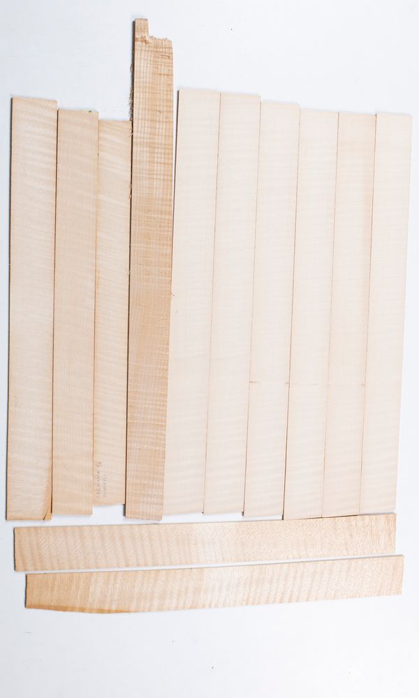 Twelve violin ribs, maple