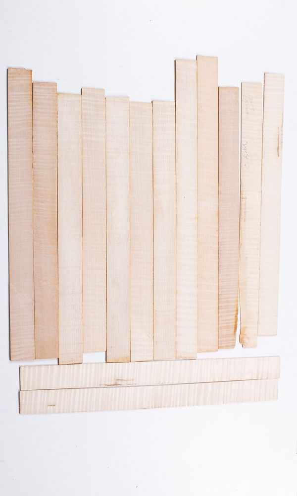 Fourteen violin ribs, maple