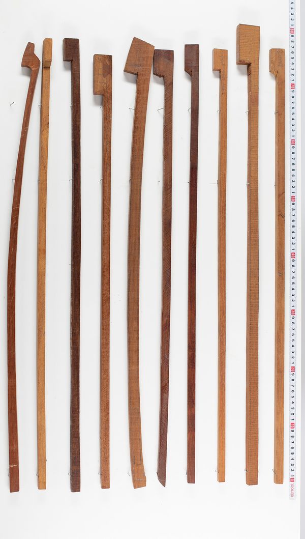 Fourteen pernambuco bow blanks, various sizes