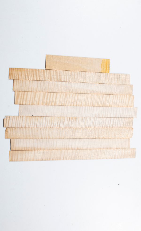 Nine violin ribs, maple