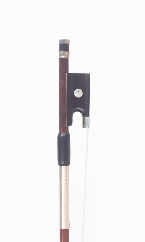 A nickel-mounted violin bow, Workshop of Louis Bazin, Mirecourt