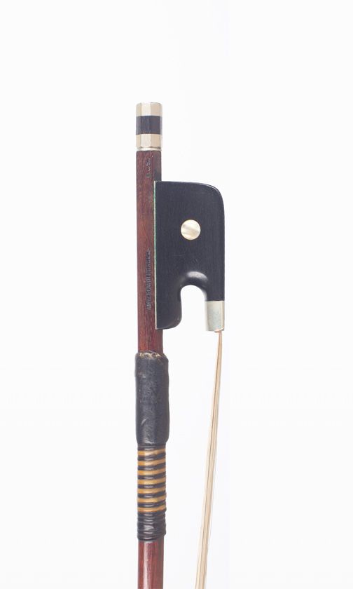A nickel-mounted cello bow, Workshop of August Edwin Prager
