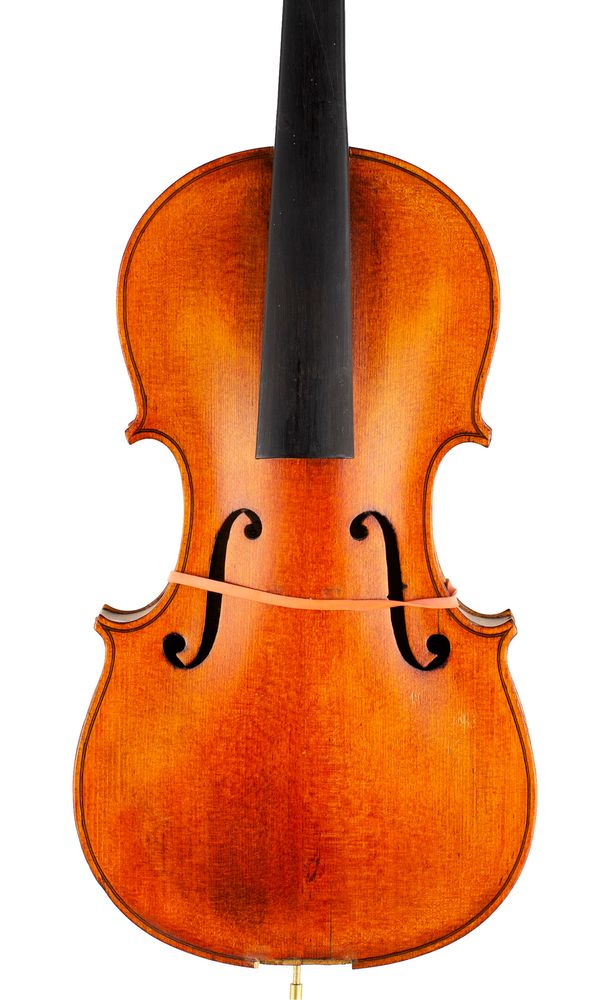 A violin, labelled Excelsior