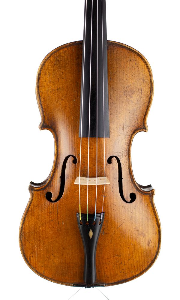 A violin, labelled E. Marchand