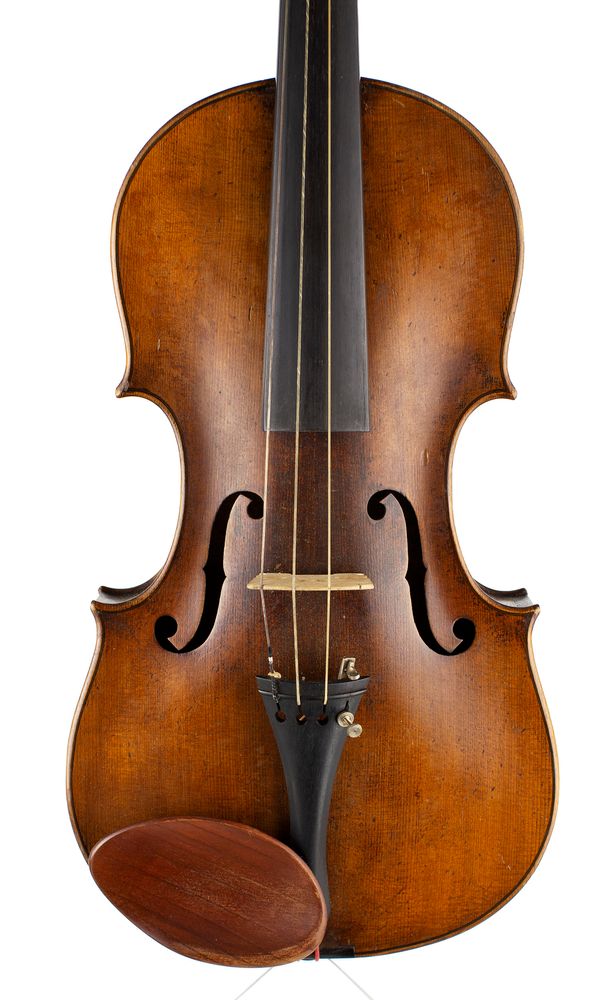 A violin, labelled Nicolaus Amatus