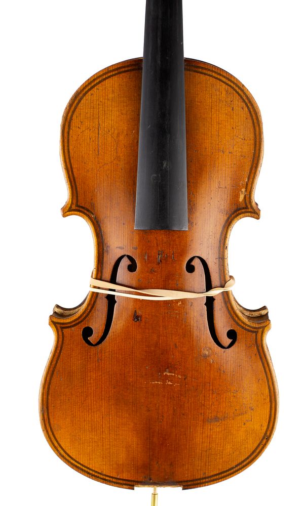 A violin, labelled Giovanni Paolo Maggini