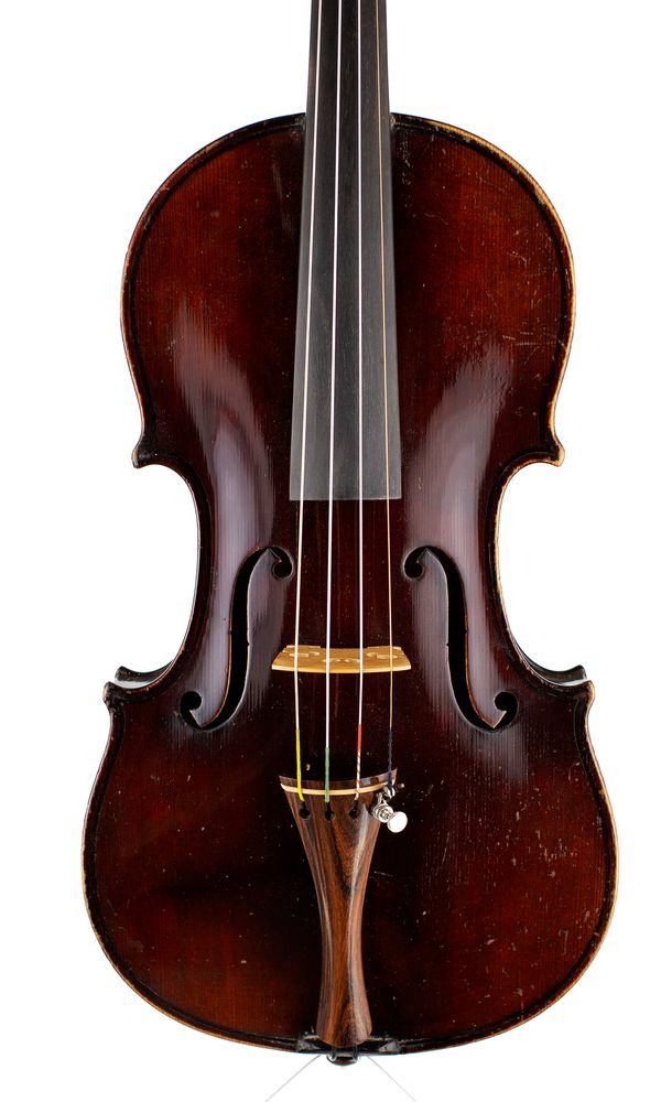 A violin, labelled Antonius Stradivarius Cremonensis