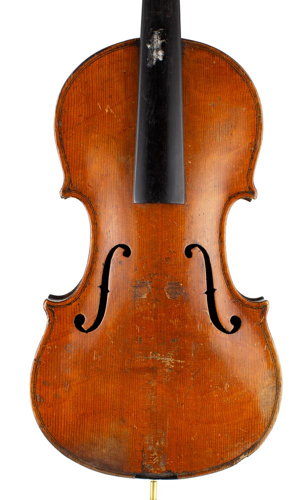 A violin, labelled Petrus Guarnerius