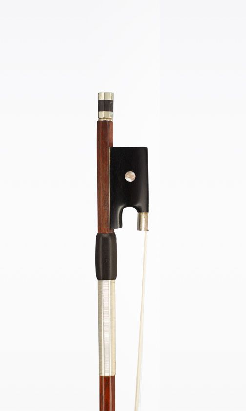 A nickel-mounted violin bow, Workshop of J. J. Martin, Mirecourt, 1880