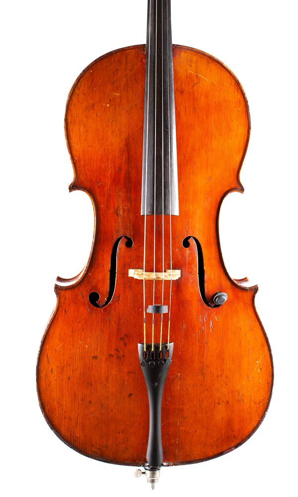 A cello, labelled Claude Pierray