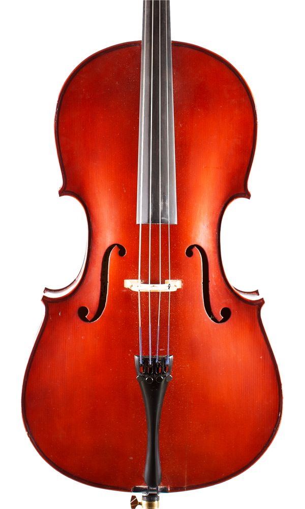 A half-size cello, labelled Primavera