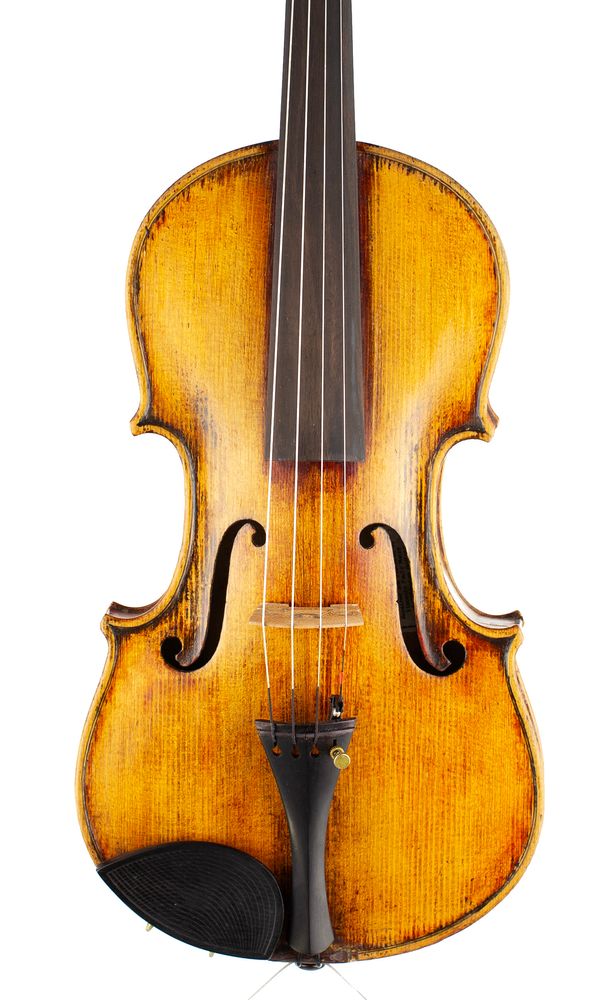 A violin, labelled repaired and restored by Vincenzo Paulo Manze