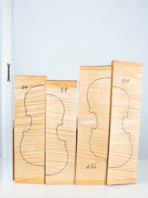 Four violin backs, maple