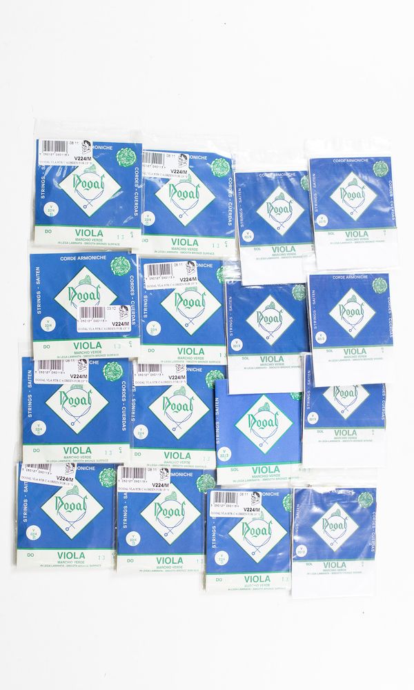 Thirty-six various viola strings