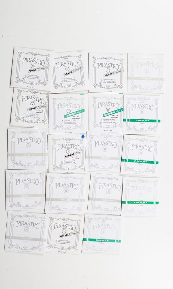 Twenty-two various Pirastro viola strings