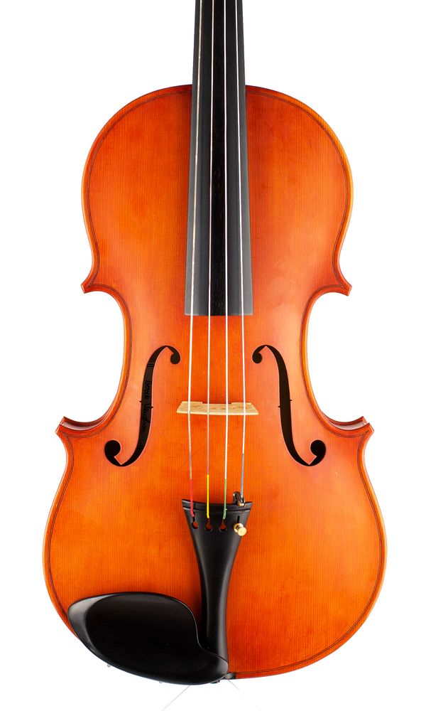 A viola, labelled Derek Vaughan