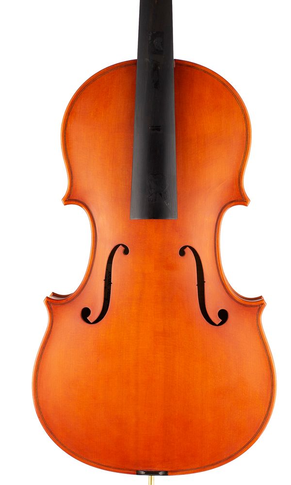 A viola, labelled Derek Vaughan