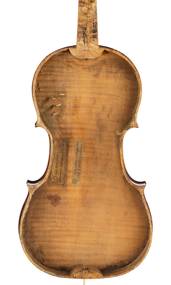 A violin [missing front] labelled, Georges Chanot