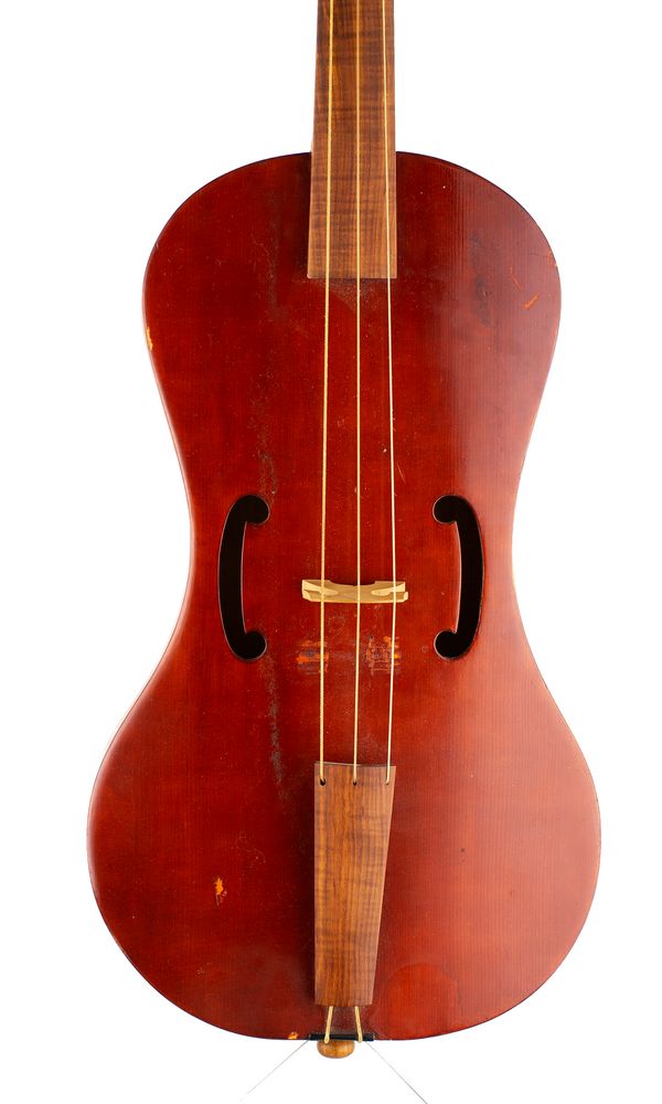 A medieval fiddle, labelled Neil Hansford, 1978