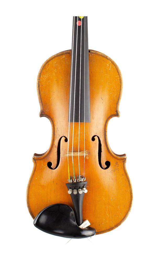 A half-sized violin, labelled Antonius Stradiuarius