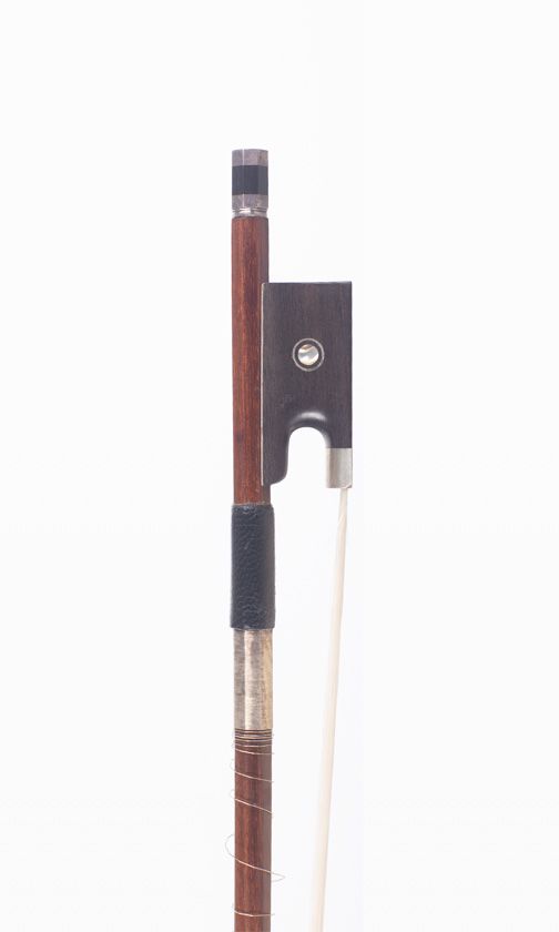 A silver-mounted violin bow, unbranded