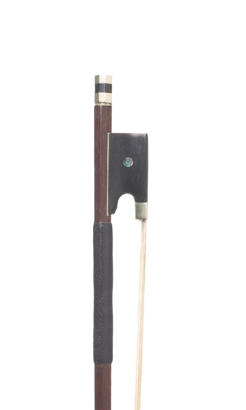 A nickel-mounted violin bow, unbranded