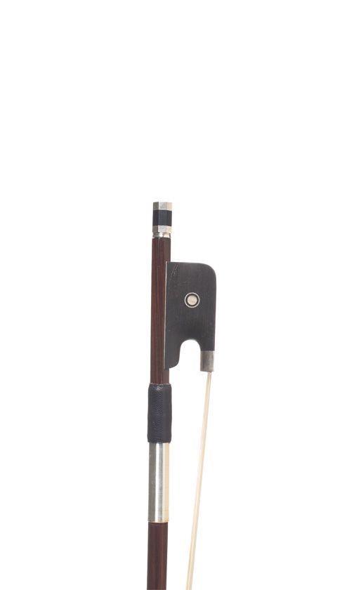 A silver-mounted cello bow, unbranded