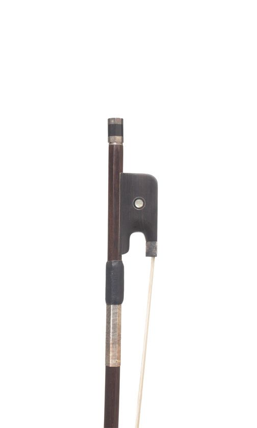 A three-quarter sized silver-mounted cello bow, unbranded