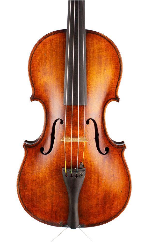 A violin, labelled Nicolaus Amatus over 100 years old