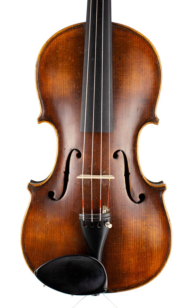 A violin, labelled Antonius Stradivarius Cremonensis