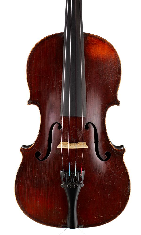 A three-quarter sized violin, labelled Medio Fino