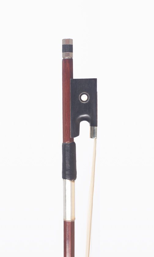 A nickel-mounted violin bow, unbranded