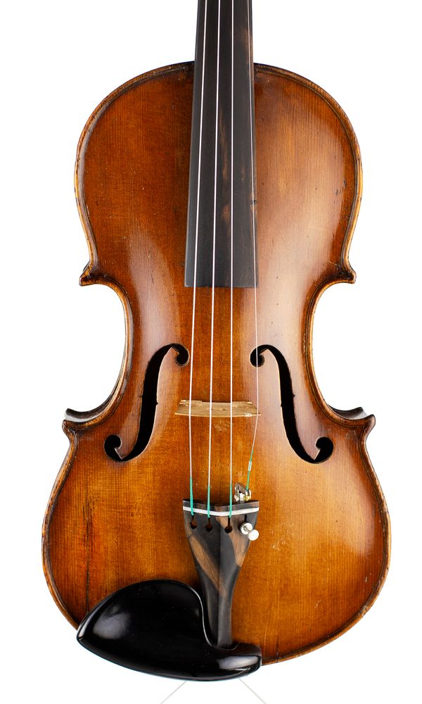 A three-quarter sized violin, inscribed G Harrison [on back]