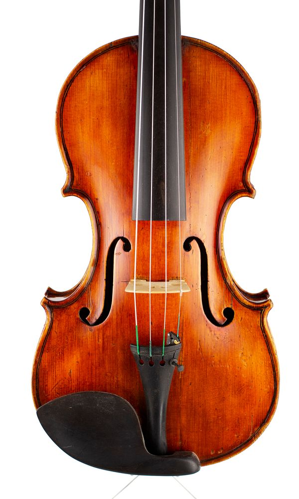 A violin, labelled Ralph de Ste Croix