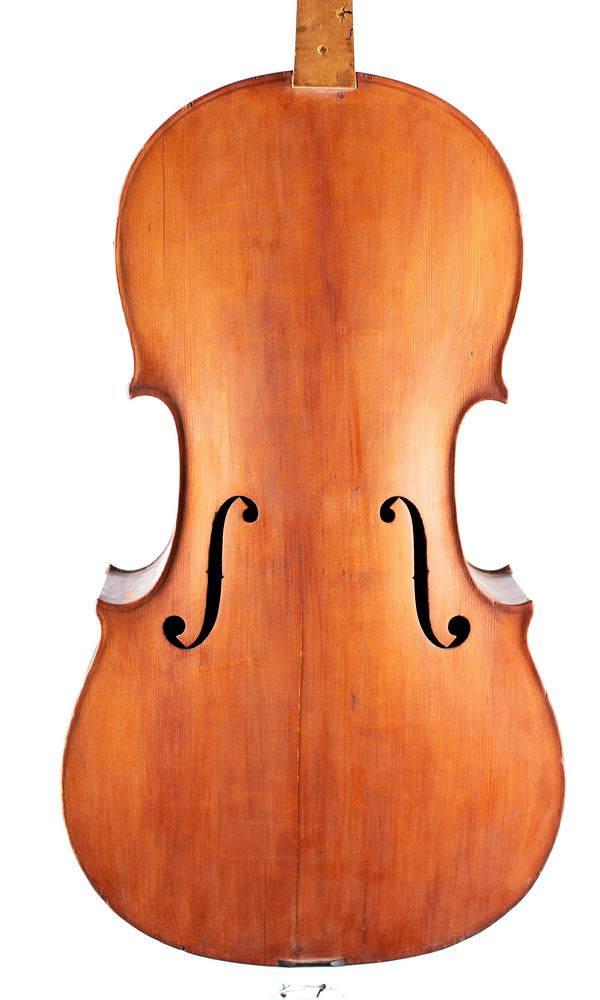 A three-quarter cello, labelled Antonius Straduarius