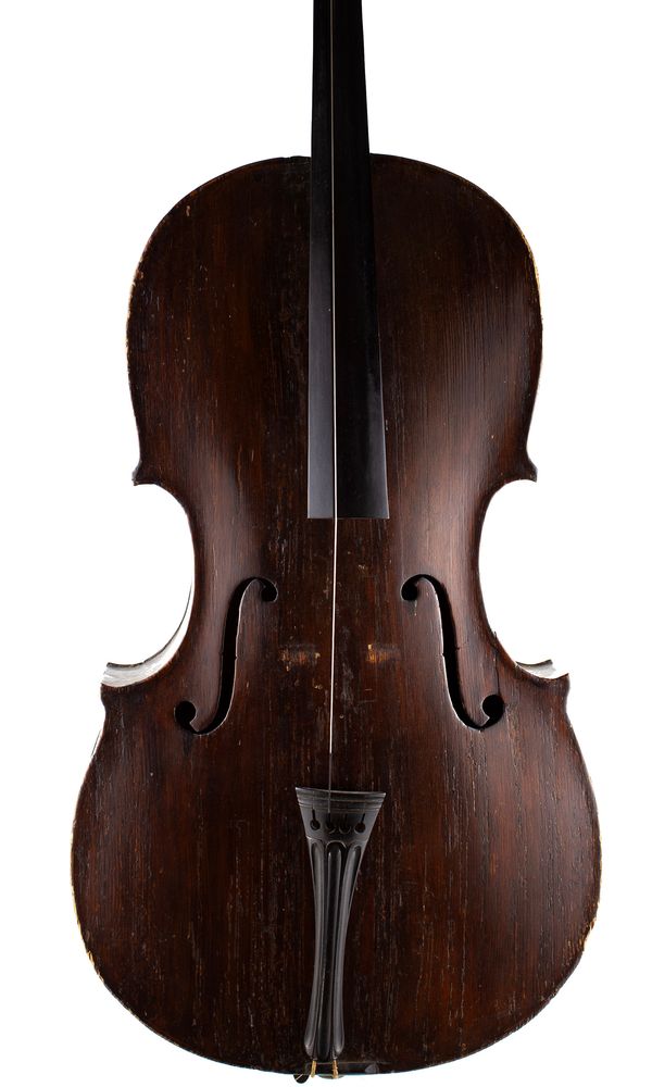 A cello, labelled Jacques Boquay
