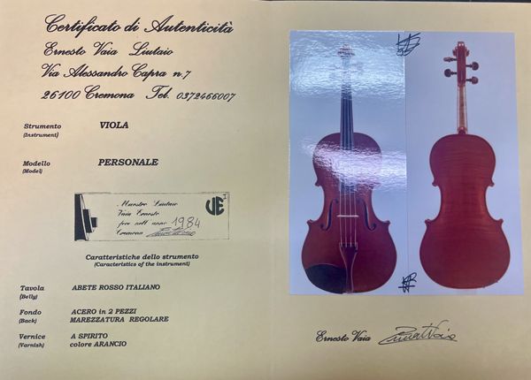 A viola by Ernesto Vaia, Cremona, 1984 - Photo 5