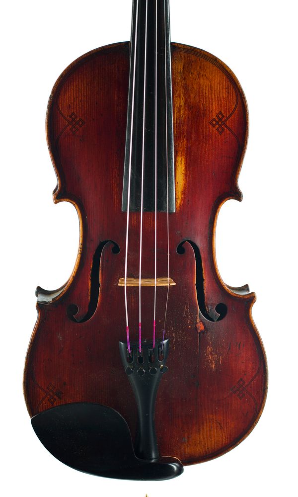 A violin, labelled Antonius Hieronymus Amati