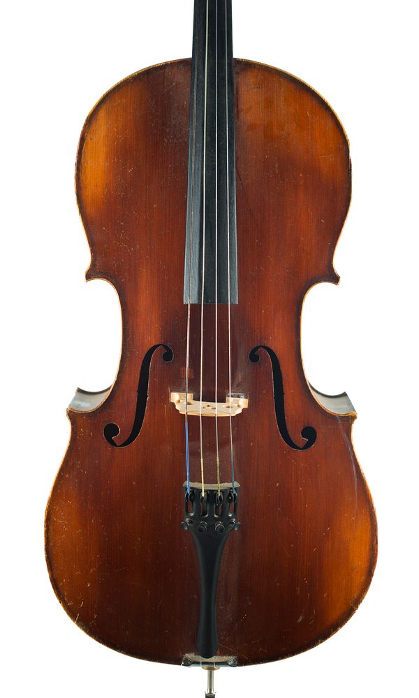 A three-quarter sized cello, unlabelled