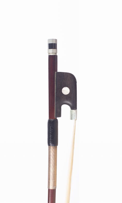 A nickel-mounted cello bow, unbranded